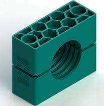 Staffa portatubi in plastica verde a due metà